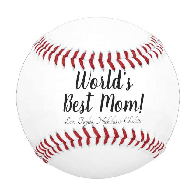 World’s Best Mom personalized custom script cute Baseball (Front)