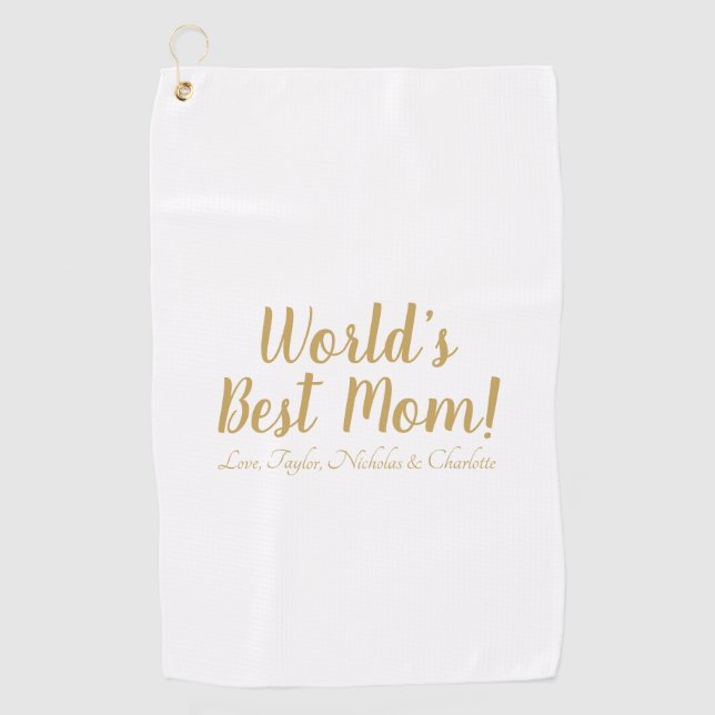 World’s Best Mom personalized custom script cute Golf Towel (Front)