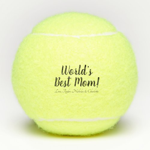 Worlds Best Mom personalized custom script cute Tennis Balls