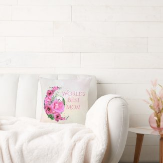 World’s Best Mom Pink Flower Heart