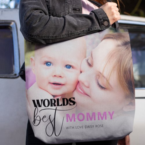 World’s Best Mommy Custom Photo Personalized Tote Bag