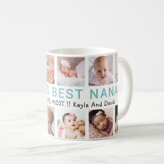 World’s Best Nana Grandkids 12 Photo Collage Coffee Mug (Front Right)