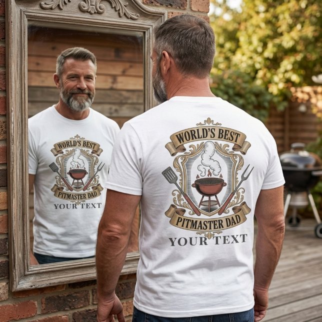 World’s Best Pitmaster Dad Retro BBQ Crest Custom T-Shirt (Creator Uploaded)