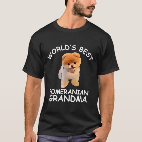 World S Best Pomeranian Grandma Funny Granddog Dog T_Shirt