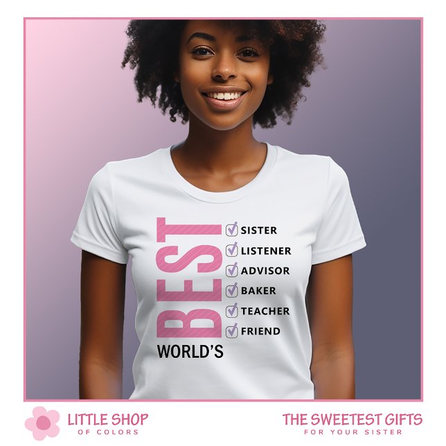 World’s Best Sister Personalized Checklist T-Shirt (Creator Uploaded)