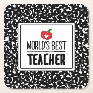 World’s Best Teacher Appreciation Teacher Day Square Paper Coaster