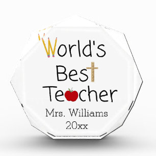 World’s Best Teacher Cool School Supplies Acrylic  Award