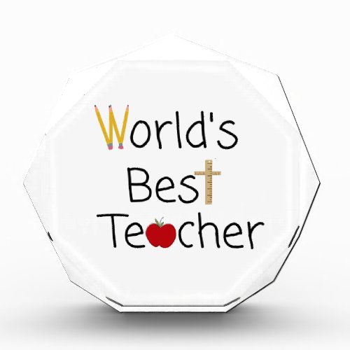 Worlds Best Teacher Cool School Supplies Acrylic Award