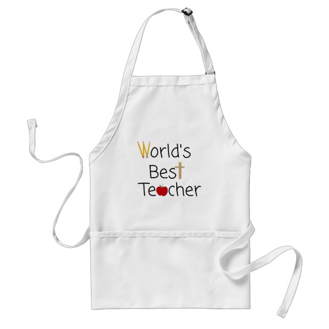 World’s Best Teacher Cool School Supplies Adult Apron (Front)
