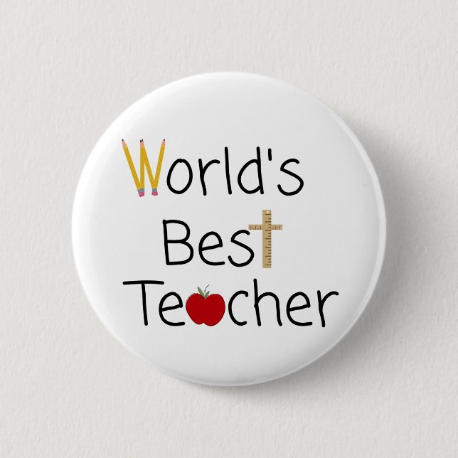 World’s Best Teacher Cool School Supplies Button (Front)