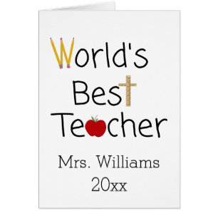 World’s Best Teacher Cool School Supplies Cards