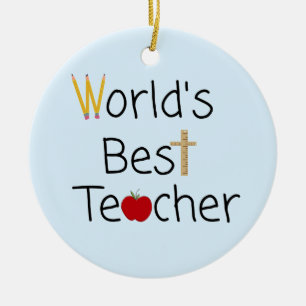 World’s Best Teacher Cool School Supplies Ceramic Ornament