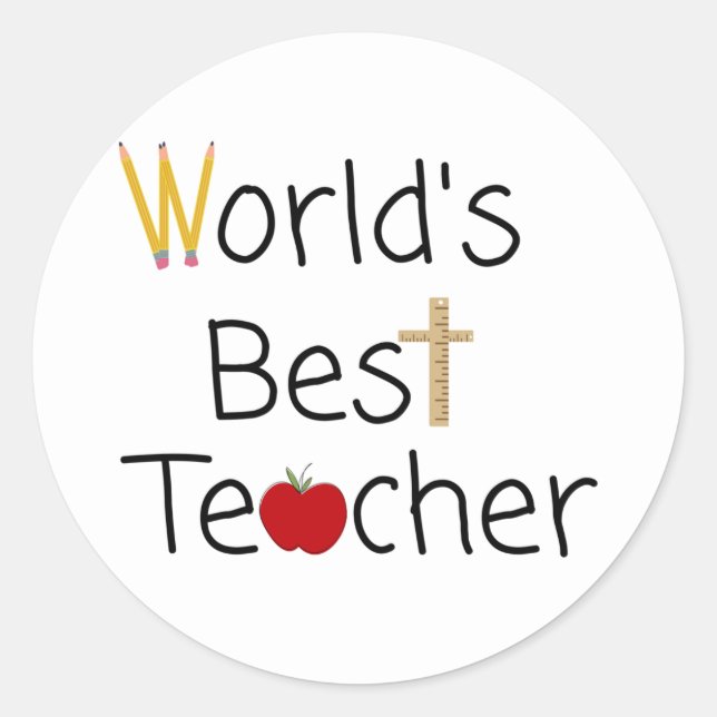World’s Best Teacher Cool School Supplies Classic Round Sticker (Front)