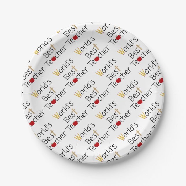 World’s Best Teacher Cool School Supplies Paper Plates (Front)