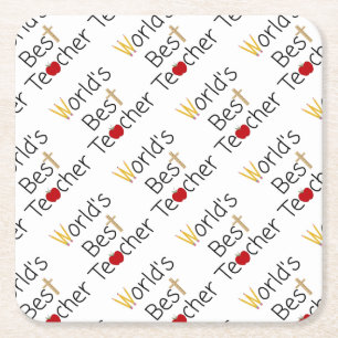 World’s Best Teacher Cool School Supplies Square Paper Coaster