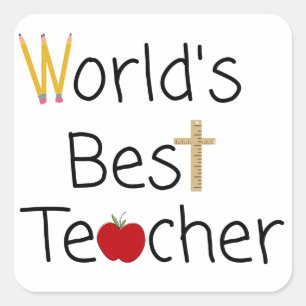 World’s Best Teacher Cool School Supplies Square Sticker