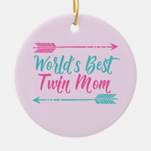 Worlds Best Twin Mom Pretty Mothers Day Ceramic Ornament