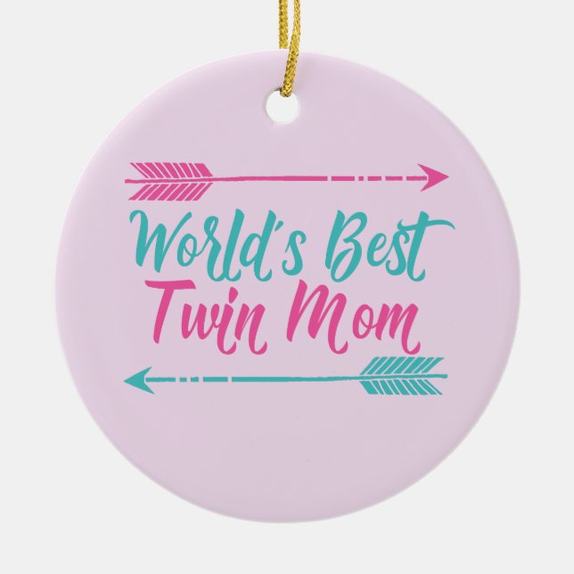 World’s Best Twin Mom Pretty Mother’s Day Ceramic Ornament (Front)