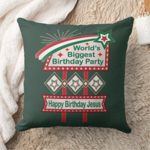 World’s Biggest Birthday Party Marquee Throw Pillow