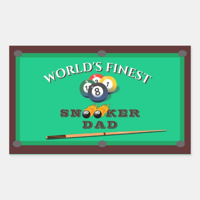 World’s Finest Snooker Dad | Funny Billiards  Rectangular Sticker (Front)