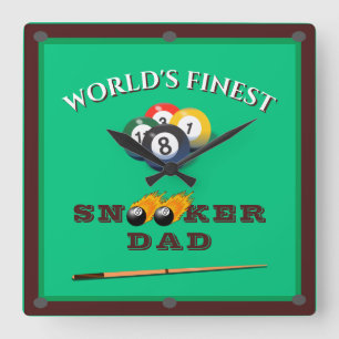 World’s Finest Snooker Dad   Funny Billiards  Square Wall Clock
