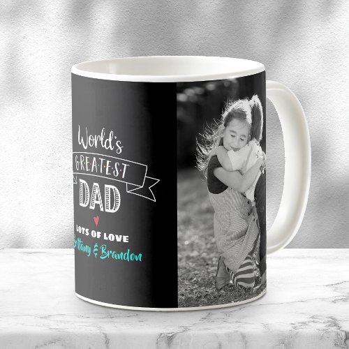 Worlds Greatest Dad 2 Photo Modern Black White Coffee Mug