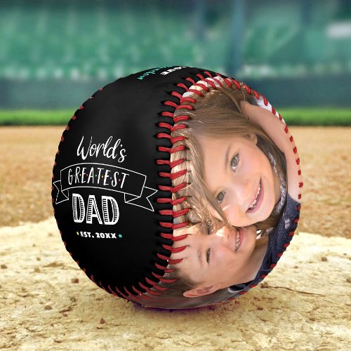 Worlds Greatest Dad Bold Typography Black White Baseball