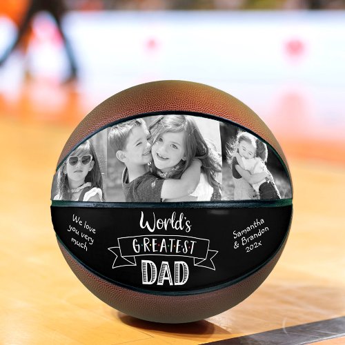 Worlds Greatest Dad Bold Typography Black White Basketball