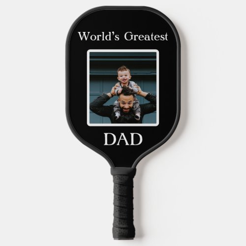 Worlds Greatest Dad Cute Photograph Simple Trendy Pickleball Paddle