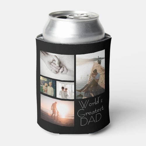 Worlds Greatest Dad Family Child 5 Photo Collage Can Cooler