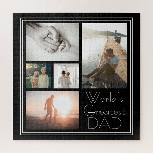 Worlds Greatest Dad Family Child 5 Photo Collage Jigsaw Puzzle