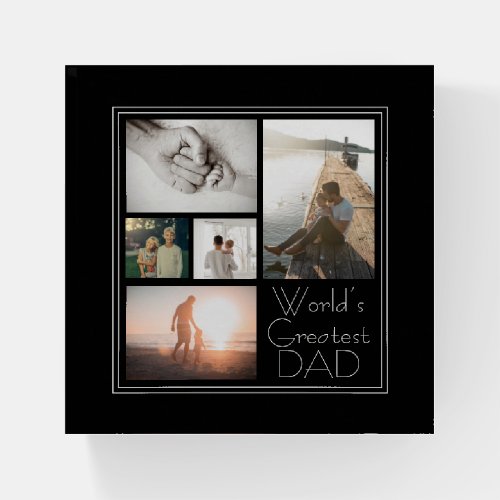 Worlds Greatest Dad Family Child 5 Photo Collage Paperweight