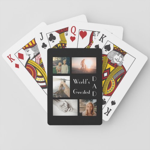 Worldâs Greatest Dad Family Child 5 Photo Collage Playing Cards