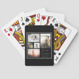 World’s Greatest Dad Family Child 5 Photo Collage Poker Cards