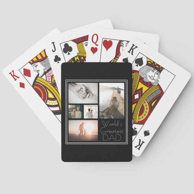 World’s Greatest Dad Family Child 5 Photo Collage Poker Cards (Back)