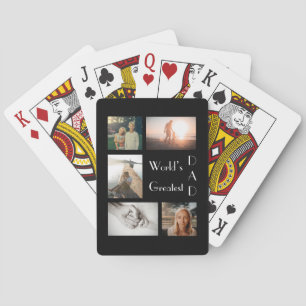 World’s Greatest Dad Family Child 5 Photo Collage Poker Cards