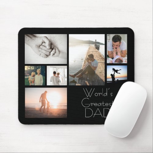 Worlds Greatest Dad Family Child 7 Photo Collage Mouse Pad