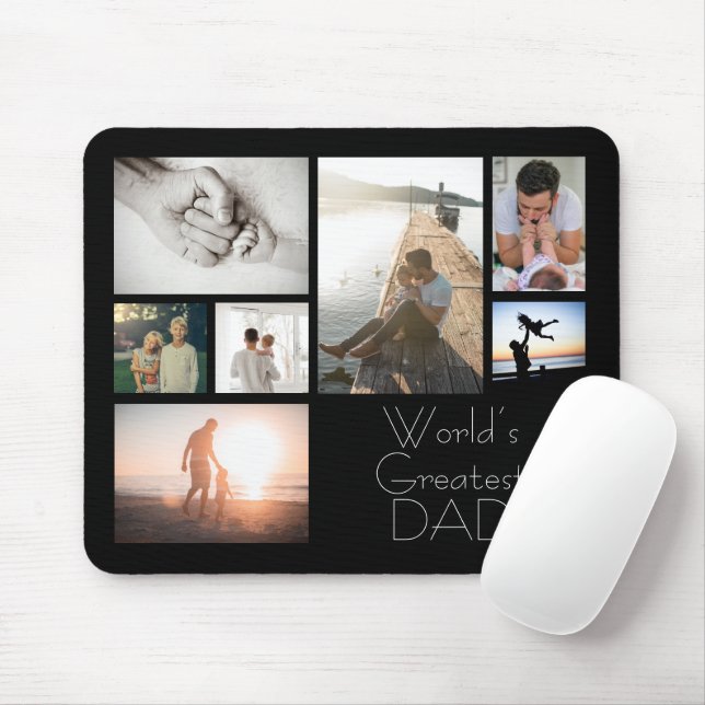 World’s Greatest Dad Family Child 7 Photo Collage Mouse Pad (With Mouse)