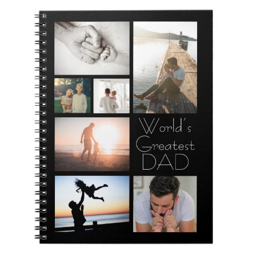 Worlds Greatest Dad Family Child 7 Photo Collage Notebook