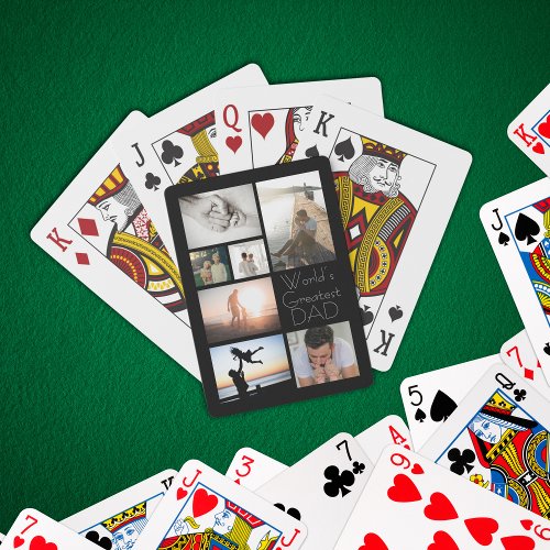 Worlds Greatest Dad Family Child 7 Photo Collage  Poker Cards