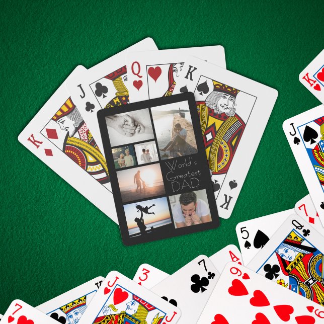 World’s Greatest Dad Family Child 7 Photo Collage  Poker Cards (Creator Uploaded)