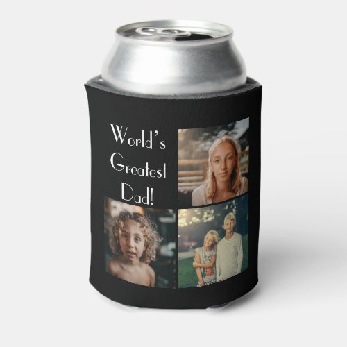 Worlds Greatest Dad Family  Child Photo Design C Can Cooler