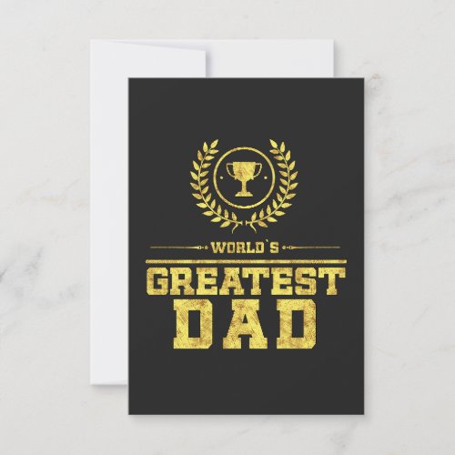 Worlds Greatest DAD Gold Father Trophy Gift Idea Thank You Card