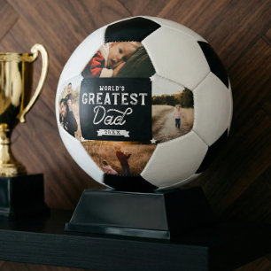 World’s Greatest Dad Photo Collage Fathers Day Soccer Ball