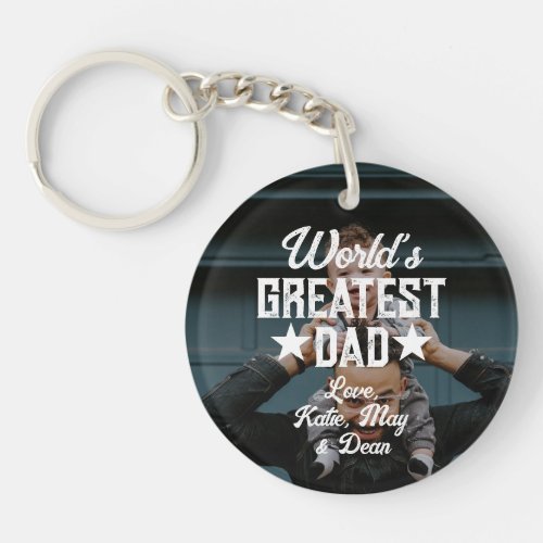 Worlds Greatest Dad Photo Fathers Day Keychain