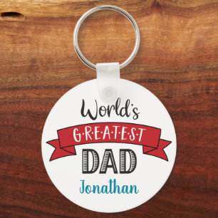 World’s Greatest Dad Red Typography Bold Modern Keychain