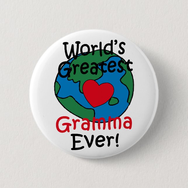 World’s Greatest Gramma Heart Pinback Button (Front)