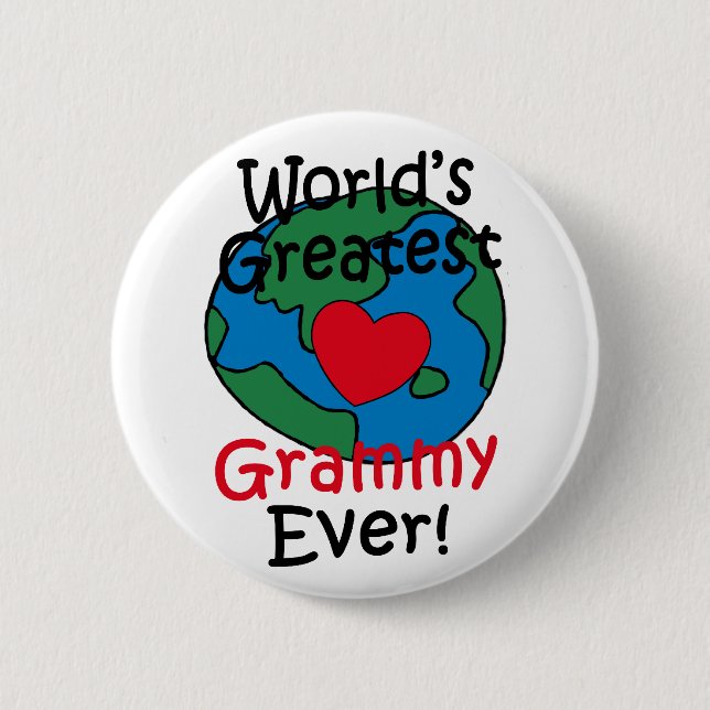 World’s Greatest Grammy Heart Pinback Button (Front)