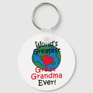 World’s Greatest Great Grandma Heart Keychain