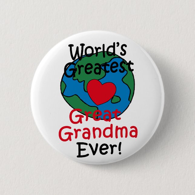 World’s Greatest Great Grandma Heart Pinback Button (Front)